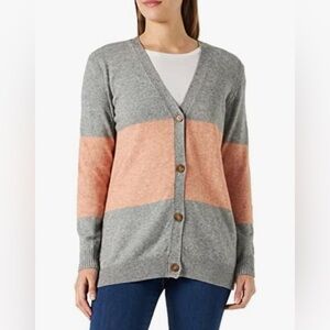 Only Two-Tone Gray and Orange Cardigan Spring Colorblock Brightcore